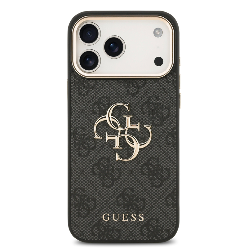 Apple iPhone 18 Pro Max Kılıf Guess Orjinal Lisanslı Gold Metal Kamera Çerçeveli 4G Desenli Metal Büyük 4G ve Yazı Logolu Kapak - 6