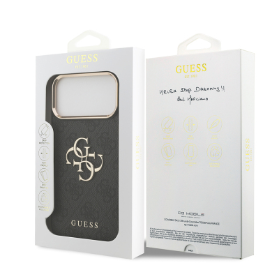 Apple iPhone 18 Pro Max Kılıf Guess Orjinal Lisanslı Gold Metal Kamera Çerçeveli 4G Desenli Metal Büyük 4G ve Yazı Logolu Kapak - 11