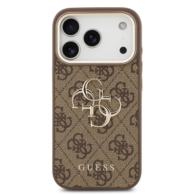 Apple iPhone 18 Pro Max Kılıf Guess Orjinal Lisanslı Gold Metal Kamera Çerçeveli 4G Desenli Metal Büyük 4G ve Yazı Logolu Kapak - 13