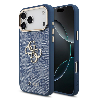 Apple iPhone 18 Pro Max Kılıf Guess Orjinal Lisanslı Gold Metal Kamera Çerçeveli 4G Desenli Metal Büyük 4G ve Yazı Logolu Kapak - 3