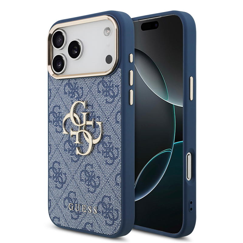 Apple iPhone 18 Pro Max Kılıf Guess Orjinal Lisanslı Gold Metal Kamera Çerçeveli 4G Desenli Metal Büyük 4G ve Yazı Logolu Kapak - 3