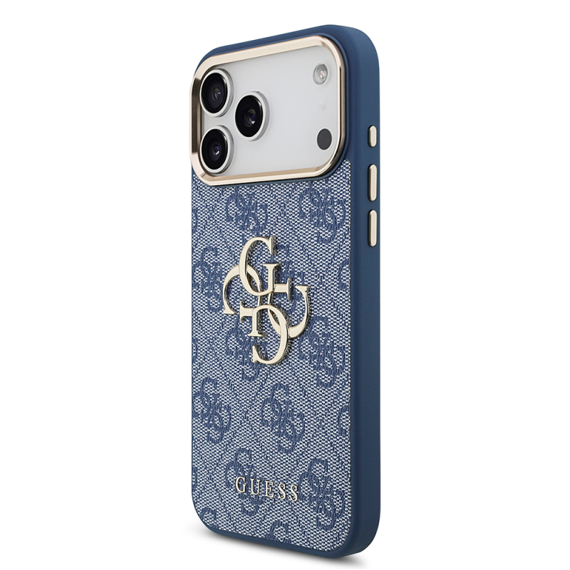 Apple iPhone 18 Pro Max Kılıf Guess Orjinal Lisanslı Gold Metal Kamera Çerçeveli 4G Desenli Metal Büyük 4G ve Yazı Logolu Kapak - 20