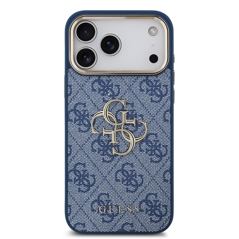 Apple iPhone 18 Pro Max Kılıf Guess Orjinal Lisanslı Gold Metal Kamera Çerçeveli 4G Desenli Metal Büyük 4G ve Yazı Logolu Kapak - 21