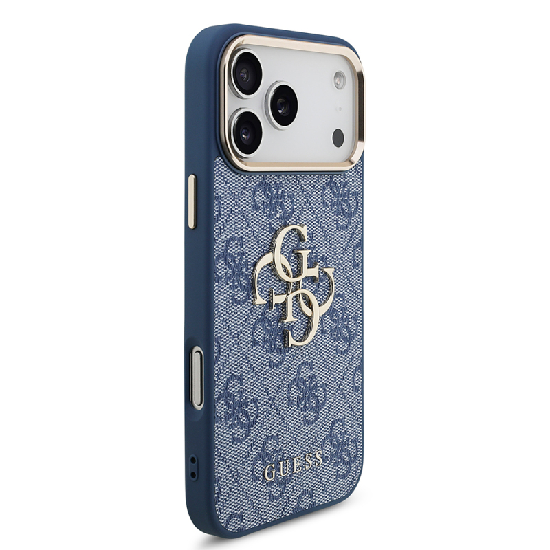 Apple iPhone 18 Pro Max Kılıf Guess Orjinal Lisanslı Gold Metal Kamera Çerçeveli 4G Desenli Metal Büyük 4G ve Yazı Logolu Kapak - 22
