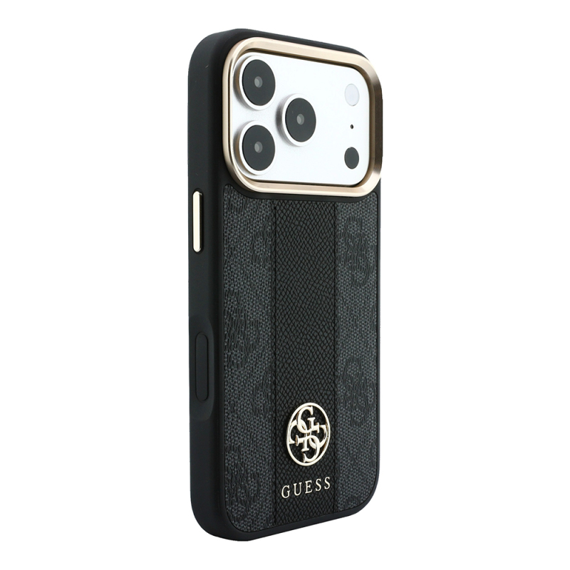 Apple iPhone 18 Pro Max Kılıf Guess Orjinal Lisanslı M-safe Şarj Özellikli Deri 4G Desenli Şeritli Yazı Logolu Kapak - 7