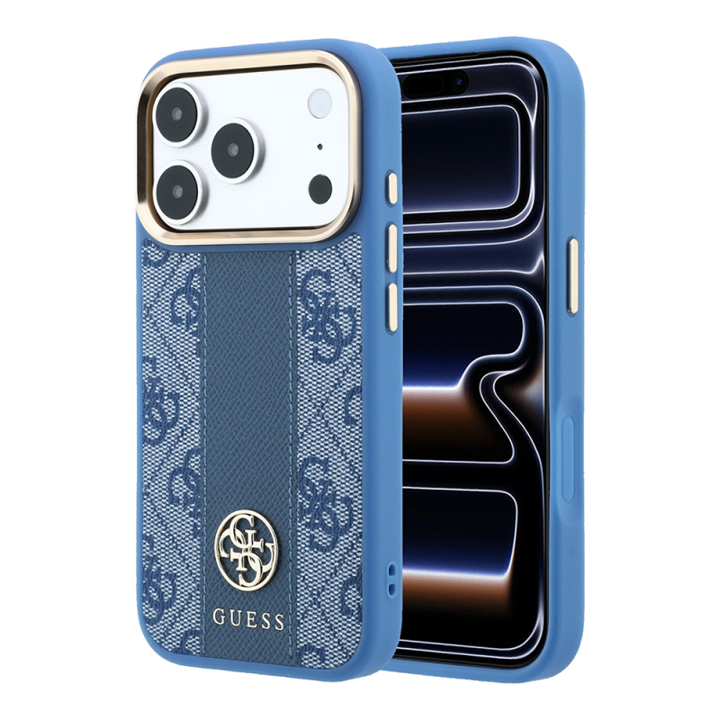 Apple iPhone 18 Pro Max Kılıf Guess Orjinal Lisanslı M-safe Şarj Özellikli Deri 4G Desenli Şeritli Yazı Logolu Kapak - 3