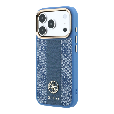 Apple iPhone 18 Pro Max Kılıf Guess Orjinal Lisanslı M-safe Şarj Özellikli Deri 4G Desenli Şeritli Yazı Logolu Kapak - 19