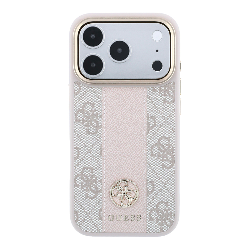 Apple iPhone 18 Pro Max Kılıf Guess Orjinal Lisanslı M-safe Şarj Özellikli Deri 4G Desenli Şeritli Yazı Logolu Kapak - 27