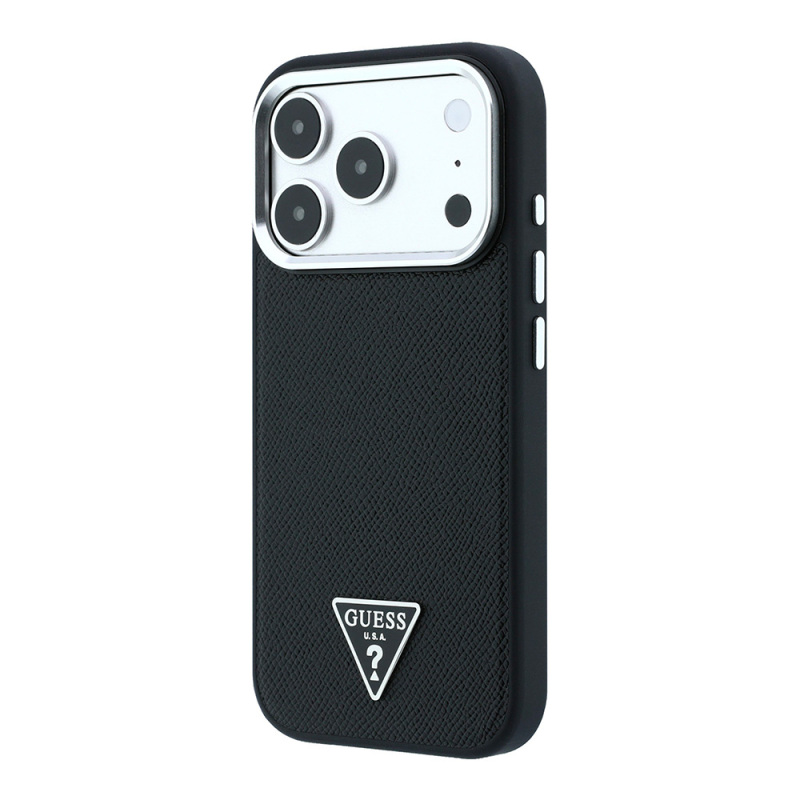 Apple iPhone 18 Pro Max Kılıf Guess Orjinal Lisanslı M-safe Şarj Özellikli Grained Triangle Kapak - 2