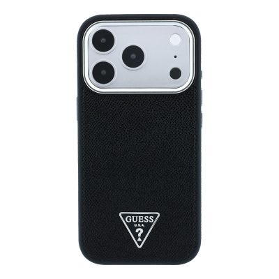 Apple iPhone 18 Pro Max Kılıf Guess Orjinal Lisanslı M-safe Şarj Özellikli Grained Triangle Kapak - 3