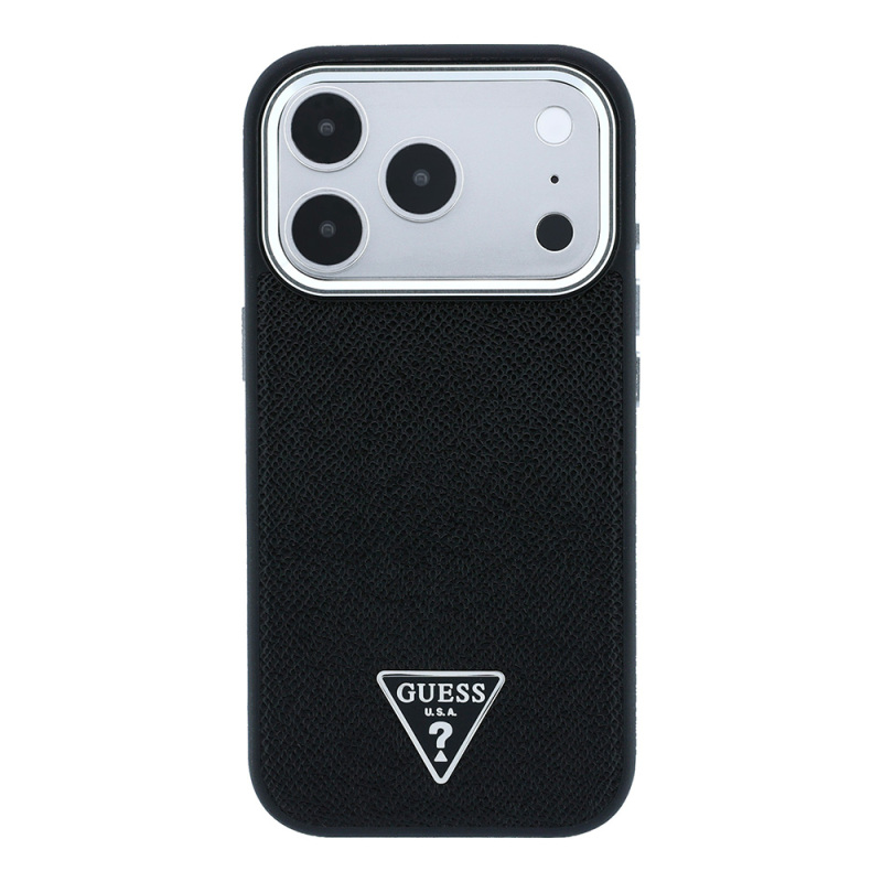 Apple iPhone 18 Pro Max Kılıf Guess Orjinal Lisanslı M-safe Şarj Özellikli Grained Triangle Kapak - 3