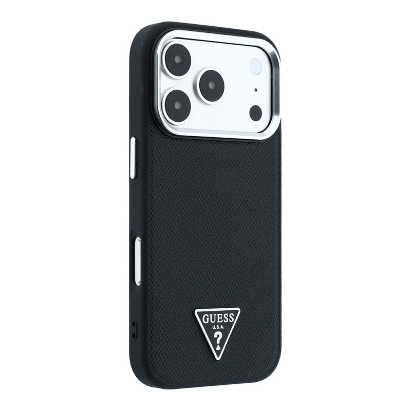 Apple iPhone 18 Pro Max Kılıf Guess Orjinal Lisanslı M-safe Şarj Özellikli Grained Triangle Kapak - 4
