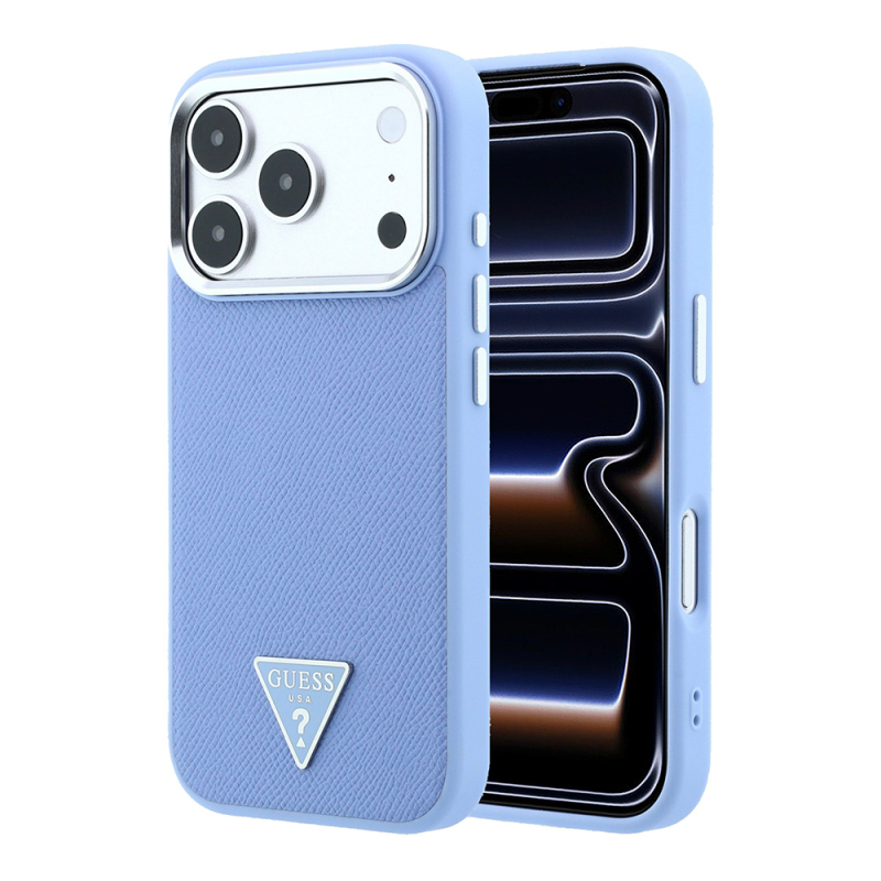 Apple iPhone 18 Pro Max Kılıf Guess Orjinal Lisanslı M-safe Şarj Özellikli Grained Triangle Kapak - 2