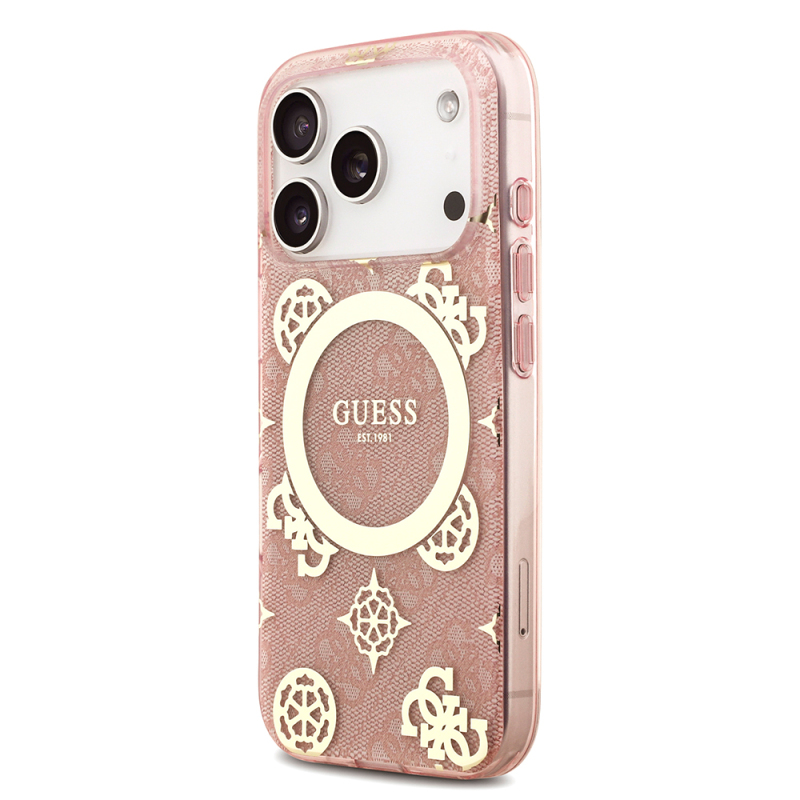 Apple iPhone 18 Pro Max Kılıf Guess Orjinal Lisanslı M-safe Şarj Özellikli IML Peony ve 4G Desenli Klasik Logolu Kapak - 11