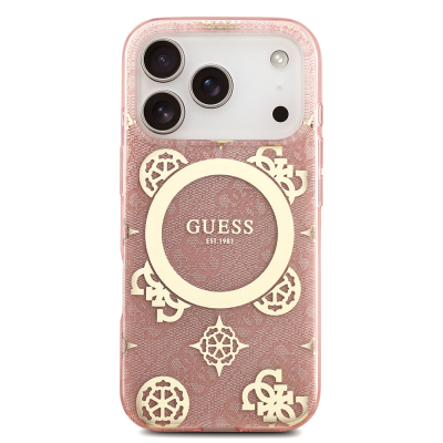 Apple iPhone 18 Pro Max Kılıf Guess Orjinal Lisanslı M-safe Şarj Özellikli IML Peony ve 4G Desenli Klasik Logolu Kapak - 12