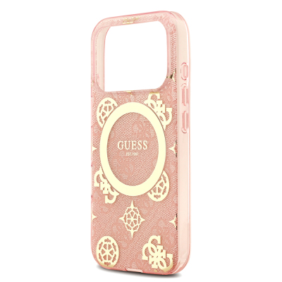 Apple iPhone 18 Pro Max Kılıf Guess Orjinal Lisanslı M-safe Şarj Özellikli IML Peony ve 4G Desenli Klasik Logolu Kapak - 15