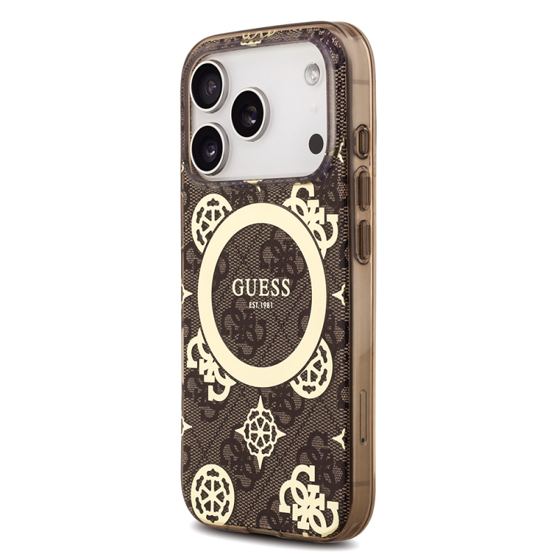 Apple iPhone 18 Pro Max Kılıf Guess Orjinal Lisanslı M-safe Şarj Özellikli IML Peony ve 4G Desenli Klasik Logolu Kapak - 18