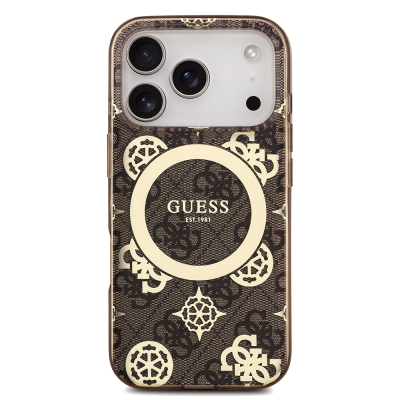 Apple iPhone 18 Pro Max Kılıf Guess Orjinal Lisanslı M-safe Şarj Özellikli IML Peony ve 4G Desenli Klasik Logolu Kapak - 19