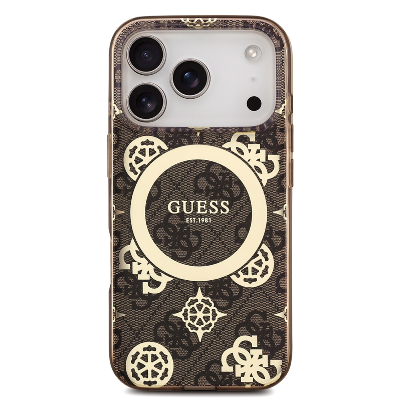 Apple iPhone 18 Pro Max Kılıf Guess Orjinal Lisanslı M-safe Şarj Özellikli IML Peony ve 4G Desenli Klasik Logolu Kapak - 19