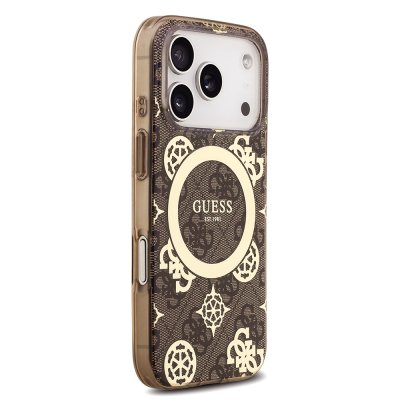 Apple iPhone 18 Pro Max Kılıf Guess Orjinal Lisanslı M-safe Şarj Özellikli IML Peony ve 4G Desenli Klasik Logolu Kapak - 20