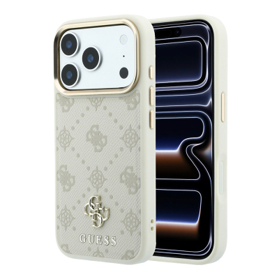 Apple iPhone 18 Pro Max Kılıf Guess Orjinal Lisanslı M-safe Şarj Özellikli Klasik Yazı ve 4G Logolu PU Deri Peony Kapak - 2