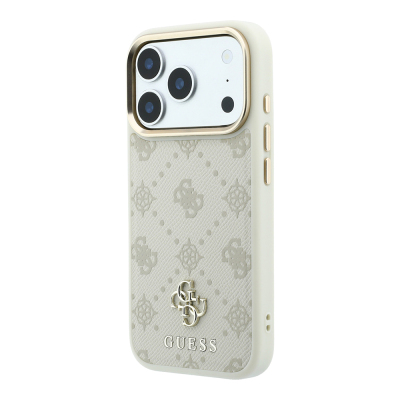 Apple iPhone 18 Pro Max Kılıf Guess Orjinal Lisanslı M-safe Şarj Özellikli Klasik Yazı ve 4G Logolu PU Deri Peony Kapak - 3