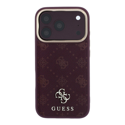 Apple iPhone 18 Pro Max Kılıf Guess Orjinal Lisanslı M-safe Şarj Özellikli Klasik Yazı ve 4G Logolu PU Deri Peony Kapak - 19