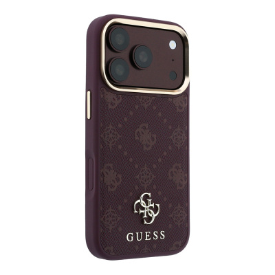 Apple iPhone 18 Pro Max Kılıf Guess Orjinal Lisanslı M-safe Şarj Özellikli Klasik Yazı ve 4G Logolu PU Deri Peony Kapak - 20