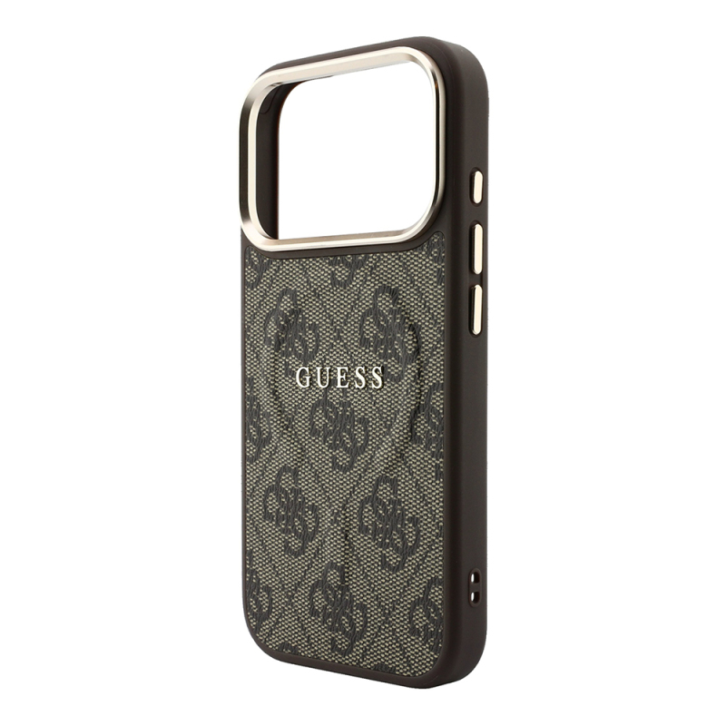 Apple iPhone 18 Pro Max Kılıf Guess Orjinal Lisanslı M-safe Şarj Özellikli Metal Kamera Çerçeveli C-Magnet 4G Desenli Yazı Logolu Kapak - 6