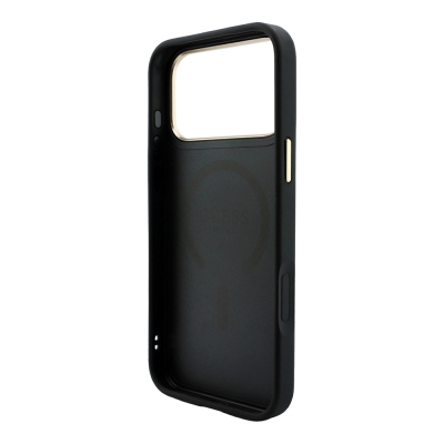 Apple iPhone 18 Pro Max Kılıf Guess Orjinal Lisanslı M-safe Şarj Özellikli Metal Kamera Çerçeveli C-Magnet 4G Desenli Yazı Logolu Kapak - 15