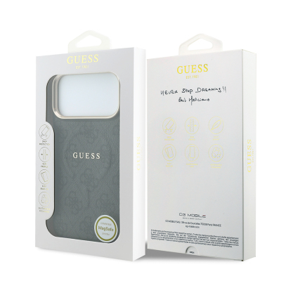 Apple iPhone 18 Pro Max Kılıf Guess Orjinal Lisanslı M-safe Şarj Özellikli Metal Kamera Çerçeveli C-Magnet 4G Desenli Yazı Logolu Kapak - 16