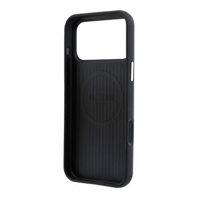 Apple iPhone 18 Pro Max Kılıf Guess Orjinal Lisanslı M-safe Şarj Özellikli PU Metal Üçgen Logolu Karbon Fiber Kevlar Kapak - 7