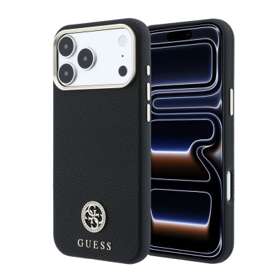 Apple iPhone 18 Pro Max Kılıf Guess Orjinal Lisanslı M-safe Şarj Özellikli PU Taşlı Metal 4G ve Yazı Logolu Kapak - 1