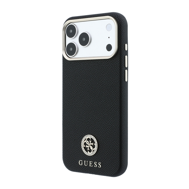 Apple iPhone 18 Pro Max Kılıf Guess Orjinal Lisanslı M-safe Şarj Özellikli PU Taşlı Metal 4G ve Yazı Logolu Kapak - 3