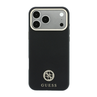 Apple iPhone 18 Pro Max Kılıf Guess Orjinal Lisanslı M-safe Şarj Özellikli PU Taşlı Metal 4G ve Yazı Logolu Kapak - 4