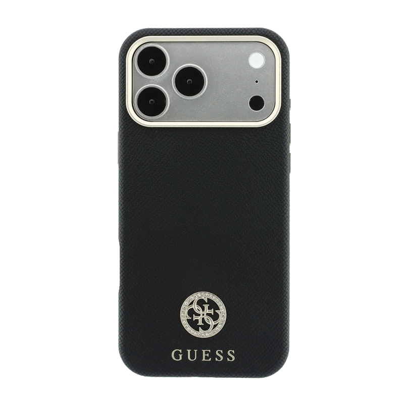 Apple iPhone 18 Pro Max Kılıf Guess Orjinal Lisanslı M-safe Şarj Özellikli PU Taşlı Metal 4G ve Yazı Logolu Kapak - 4