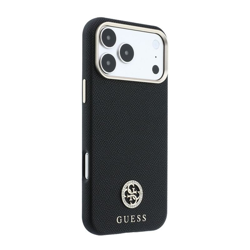 Apple iPhone 18 Pro Max Kılıf Guess Orjinal Lisanslı M-safe Şarj Özellikli PU Taşlı Metal 4G ve Yazı Logolu Kapak - 5