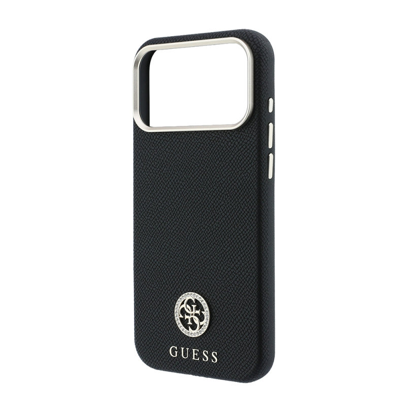 Apple iPhone 18 Pro Max Kılıf Guess Orjinal Lisanslı M-safe Şarj Özellikli PU Taşlı Metal 4G ve Yazı Logolu Kapak - 7