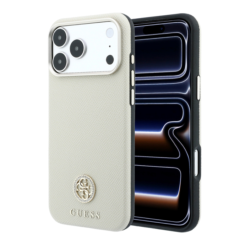 Apple iPhone 18 Pro Max Kılıf Guess Orjinal Lisanslı M-safe Şarj Özellikli PU Taşlı Metal 4G ve Yazı Logolu Kapak - 2
