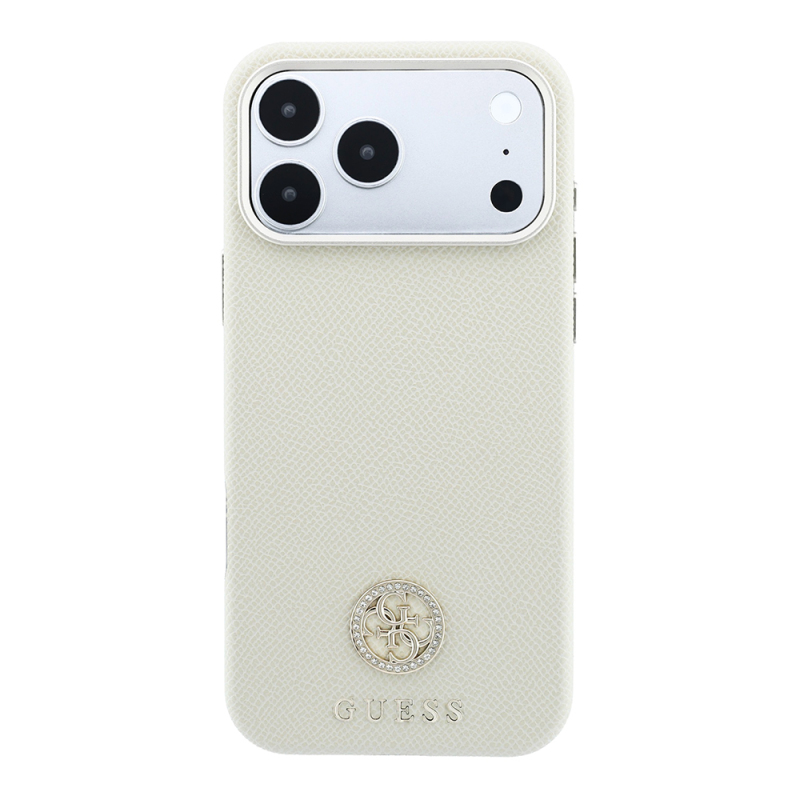 Apple iPhone 18 Pro Max Kılıf Guess Orjinal Lisanslı M-safe Şarj Özellikli PU Taşlı Metal 4G ve Yazı Logolu Kapak - 11