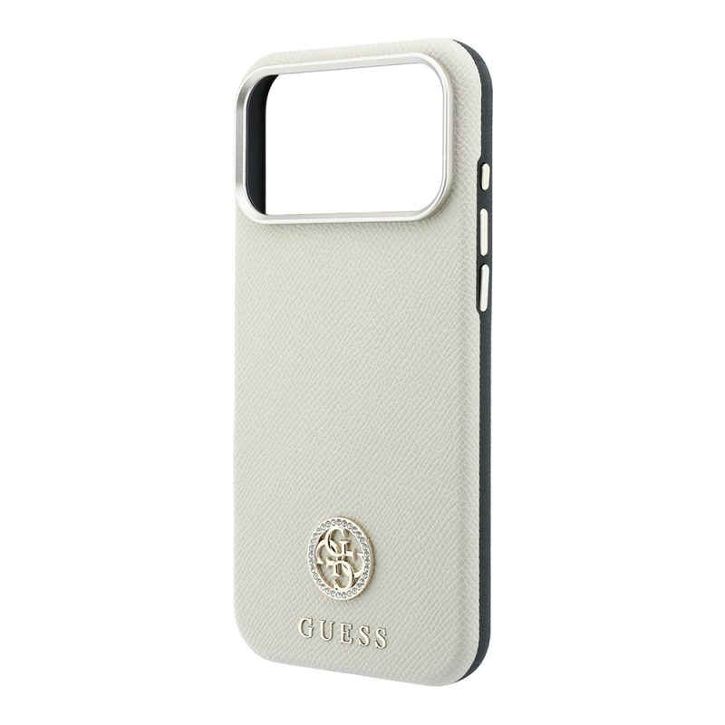 Apple iPhone 18 Pro Max Kılıf Guess Orjinal Lisanslı M-safe Şarj Özellikli PU Taşlı Metal 4G ve Yazı Logolu Kapak - 14