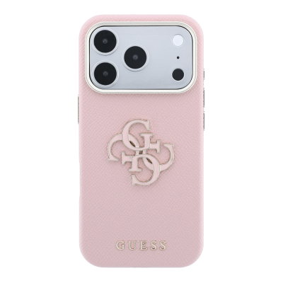 Apple iPhone 18 Pro Max Kılıf Guess Orjinal Lisanslı M-safe Şarj Özellikli PU Yazı ve 4G Büyük Metal Logolu Kapak - 4