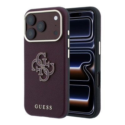 Apple iPhone 18 Pro Max Kılıf Guess Orjinal Lisanslı M-safe Şarj Özellikli PU Yazı ve 4G Büyük Metal Logolu Kapak - 1