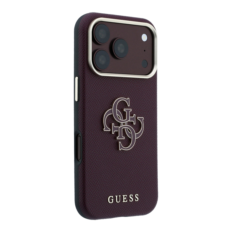 Apple iPhone 18 Pro Max Kılıf Guess Orjinal Lisanslı M-safe Şarj Özellikli PU Yazı ve 4G Büyük Metal Logolu Kapak - 12