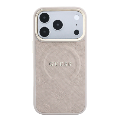 Apple iPhone 18 Pro Max Kılıf Guess Orjinal Lisanslı M-safe Şarj Özellikli Sıcak Baskılı Yazı Logolu C-Magnet PU Deri Peony Kapak - 3