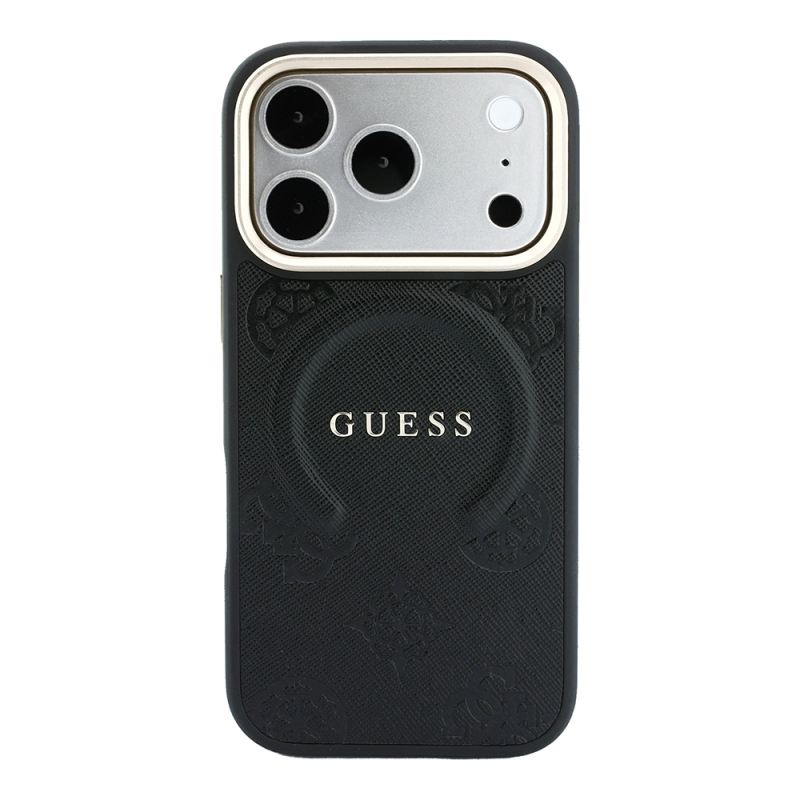 Apple iPhone 18 Pro Max Kılıf Guess Orjinal Lisanslı M-safe Şarj Özellikli Sıcak Baskılı Yazı Logolu C-Magnet PU Deri Peony Kapak - 11