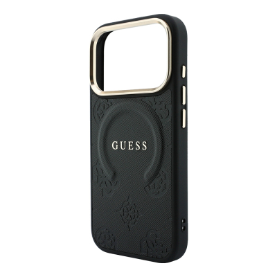 Apple iPhone 18 Pro Max Kılıf Guess Orjinal Lisanslı M-safe Şarj Özellikli Sıcak Baskılı Yazı Logolu C-Magnet PU Deri Peony Kapak - 14