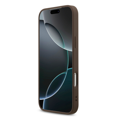 Apple iPhone 18 Pro Max Kılıf Guess Orjinal Lisanslı M-safe Şarj Özllikli PU Deri Taşlı Üçgen Logo 4G Desenli Strass Kapak - 5