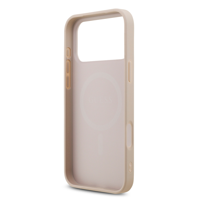Apple iPhone 18 Pro Max Kılıf Guess Orjinal Lisanslı M-safe Şarj Özllikli PU Deri Taşlı Üçgen Logo 4G Desenli Strass Kapak - 15