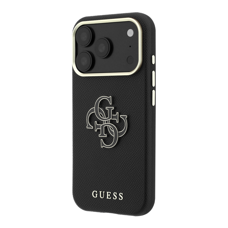 Apple iPhone 18 Pro Max Kılıf Guess Orjinal Lisanslı PU Yazı ve 4G Büyük Metal Logolu Kapak - 18